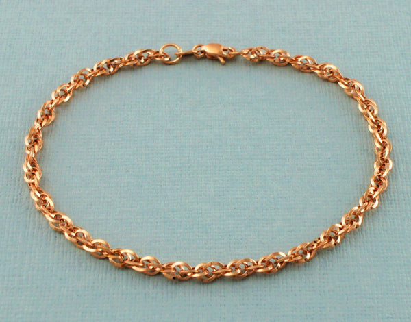 Women's 9ct Rose Gold Bracelet, Prince Of Wales, 7 Inches